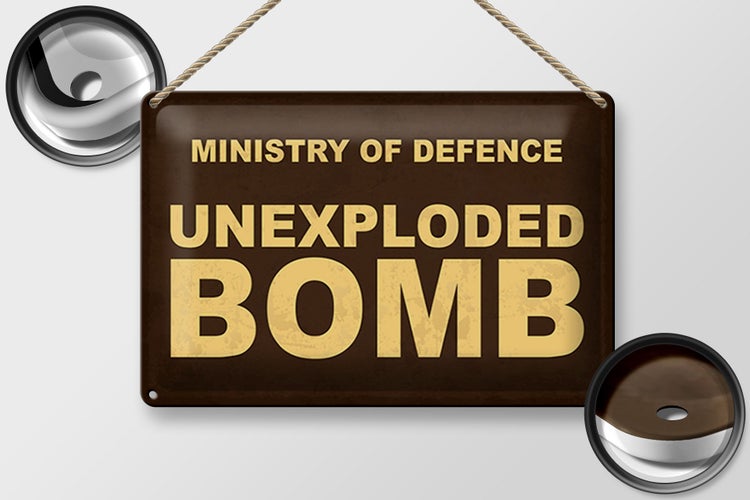 Blechschild Spruch 30x20cm ministry of defence unexploded
