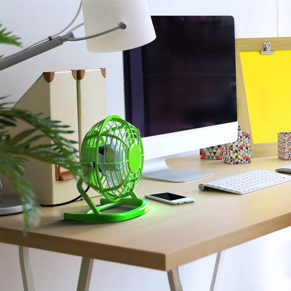 CSL Mini USB-Ventilator, Tischventilator neigbar, An/Aus-Schalter, optimal für den Schreibtisch, grün