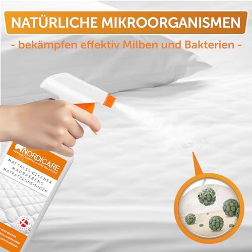 Nordicare Matratzenreiniger [500ml] Spray für Matratze und Bettwäsche, Matratzen Reinigungsmittel, Bettreiniger, Matratzen Reiniger Geruchsentferner