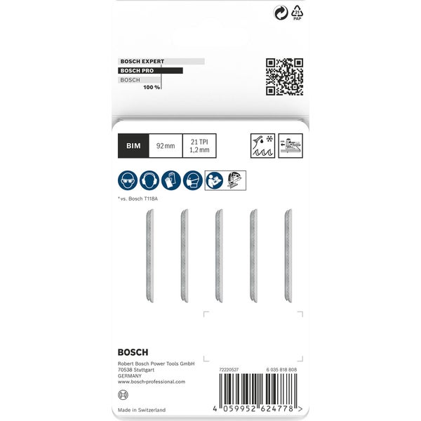 Bosch PRO Metal medium T121AFC Stichsägeblatt 92 mm 5-tlg. - 2608655106