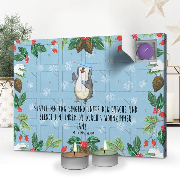 Mr. & Mrs. Panda Duftkerzen Adventskalender Pinguin Duschen - Blau Pastell
