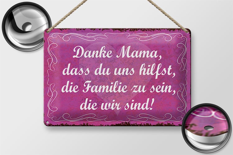 Blechschild Spruch 30x20cm Danke Mama dass du uns hilfst