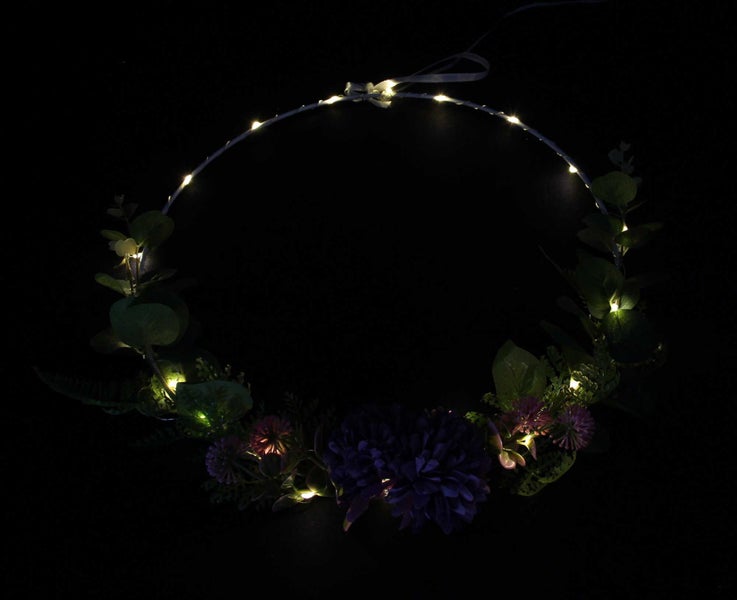 FRANK FLECHTWAREN | LED-Ring Blumen, KUNSTSTOFF, METALL, D: 30 cm