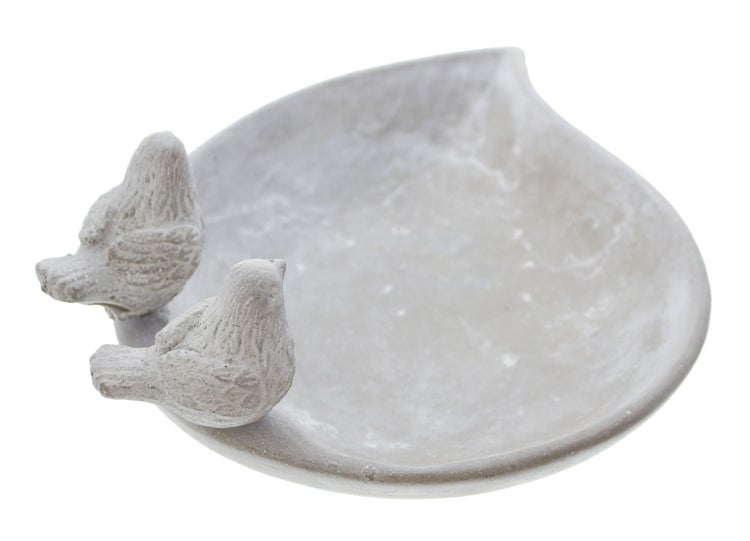 FRANK FLECHTWAREN | Vogeltränke Piepmatz, STEIN, 24 x 20 x 5 cm, GH 10 cm