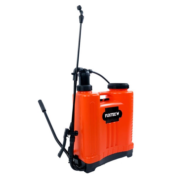 FUXTEC Rückenspritze Drucksprüher mit Lanze und Pumphebel für den Garten.
