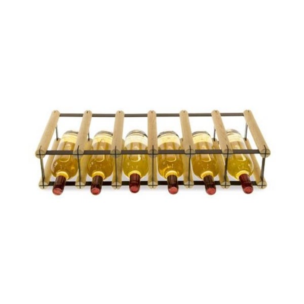 PROREGAL Modulares Weinregal Vinotega Mod Metal HxBxT 12,5 x 62,5 x 24,5 cm 6 x 1 Flaschen Massives Kiefernholz Natur