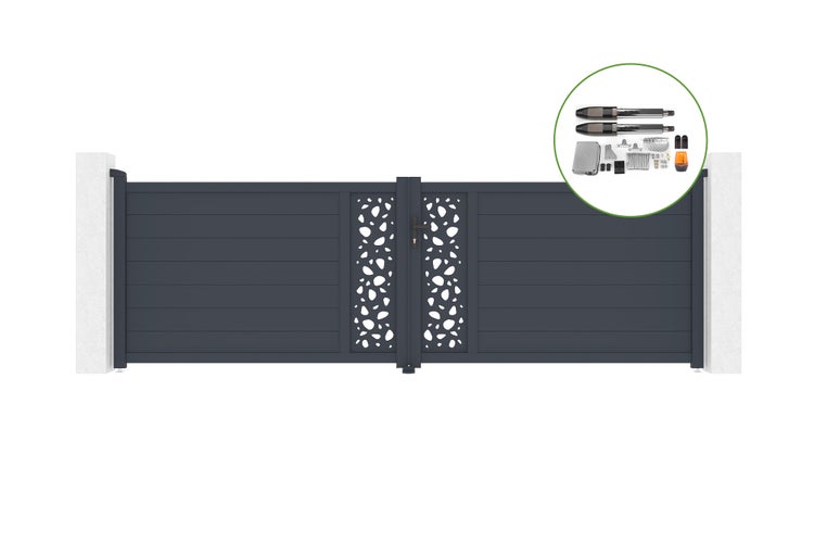 Schwenktor 4m SUNNY H.120cm Aluminium + TANKER B700 Motorisierung