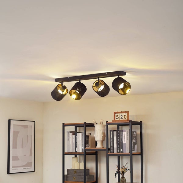 Lindby Deckenlampe Vasilia (Modern) in Schwarz aus Textil (4 flammig, E14) - Deckenleuchte Lampe Wohnzimmerleuchte