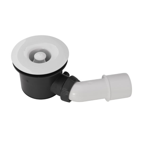Calmwaters® Ablaufgarnitur für flache Duschwannen, 90 mm, Duschtassen-Ablaufgarnitur mit Abdeckung und Siphon, Duschablauf für bodengleiche Brausewannen, Kunststoff, Chrom, Weiß, 31PM3303