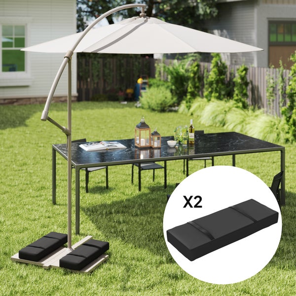 Outsunny 2er Set Sandsäcke für Sonnenschirm auffüllbar bis 25 kg Sandsack für Schirmständer 600D Oxford Gewichtete zum befüllen Beschwerung Schirmfußgewicht für Outdoor-Schirmständer Schwarz