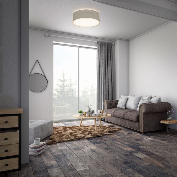 Deckenleuchte Ø30 cm - Stoffschirm, E27 Fassung, 1-flammig, taupe