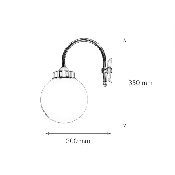 Abbildung einer Wandleuchte mit den Maßen 350 mm Höhe und 300 mm Breite