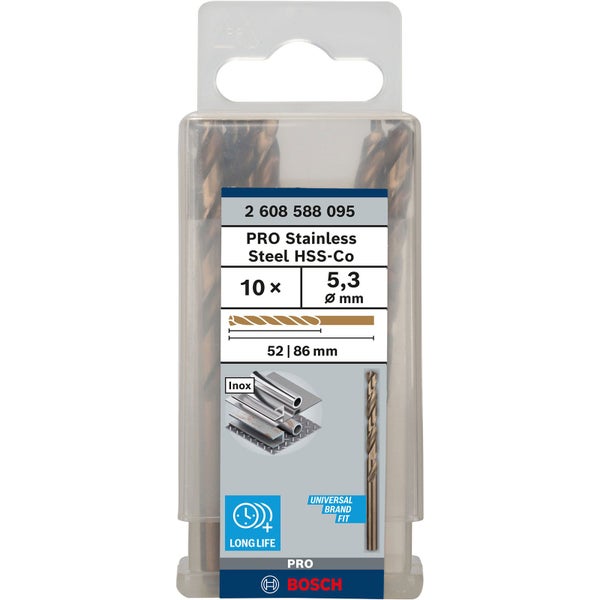 Bosch PRO Stainless Steel HSS-Co Spiralbohrer 5,3 x 52 x 86 mm - 2608588095