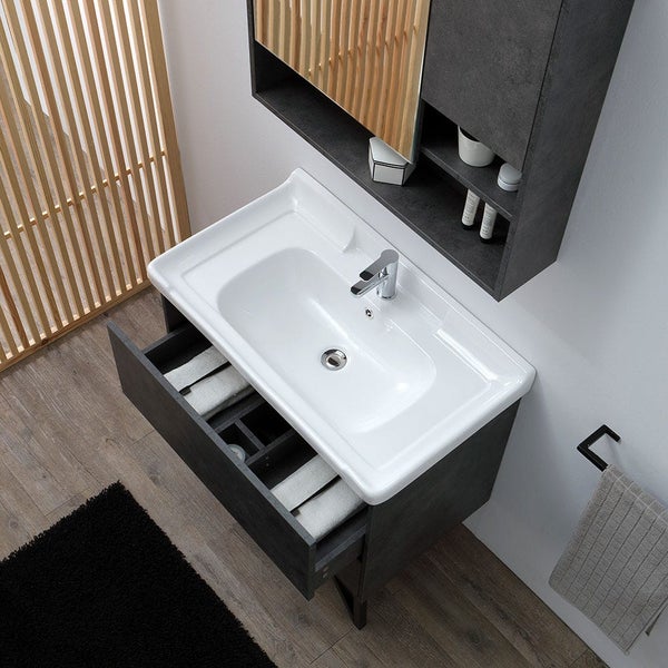Industrial Style Badezimmermöbel in 80cm mit Spiegelschrank | Vienna