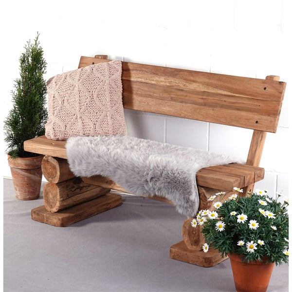 Sitzbank Anton 120cm, Teak Massivholz, mit Lehne naturfarben