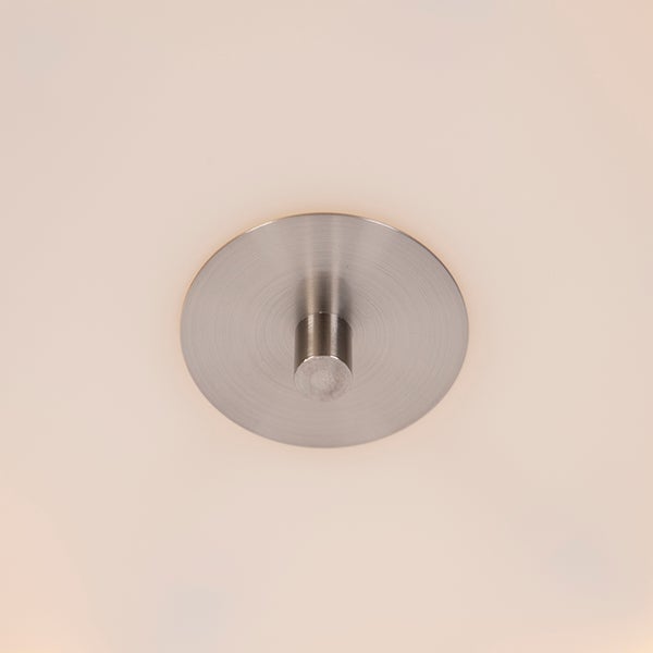 Wandhaken aus Edelstahl mit runder Rosette und zylindrischem Stift.