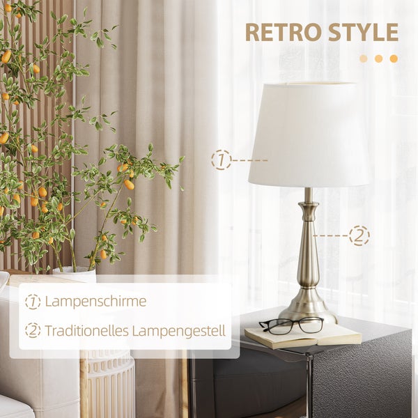 HOMCOM 3er-Lampenset, 35,5L x 35,5B x 146H cm, Eisen, Creme