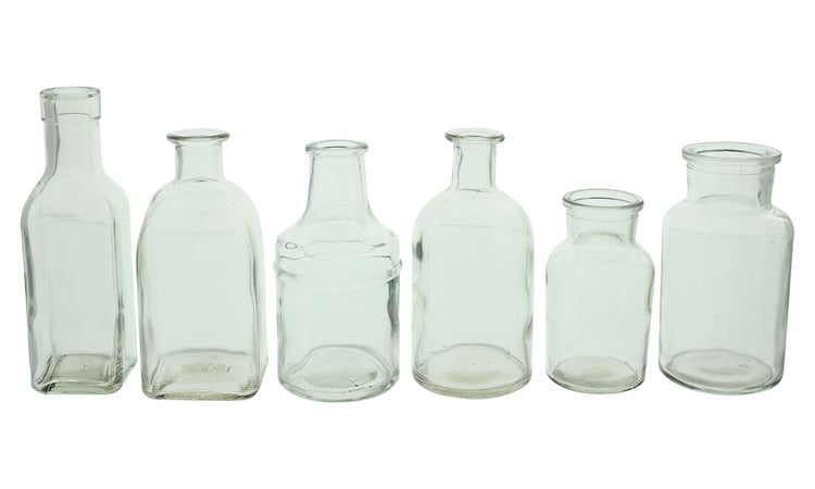 FRANK FLECHTWAREN | Dekovase Solid, 6er Set, GLAS, Höhe 10 cm - 16 cm