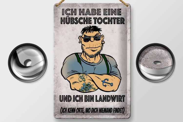 Blechschild Spruch 20x30cm ich habe eine hübsche Tochter