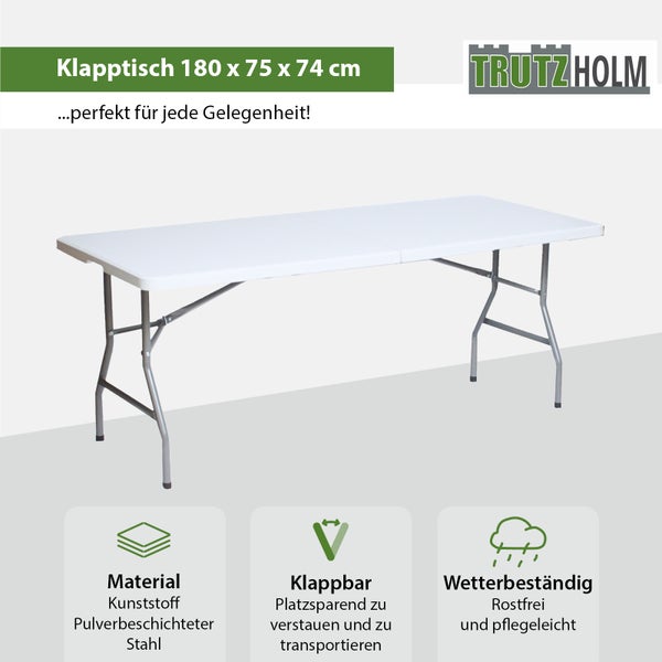 Klapptisch 180x75x74 cm Kunststoff / Stahl Gartentisch Esstisch Campingtisch Partytisch Buffettisch