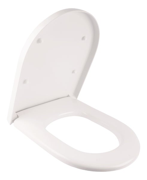 WC-Sitz mit Deckel in D-Form aus weißem Kunststoff