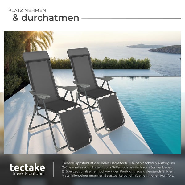 2er Set Gartenstuhl tectake Jana 146,5 x 59 x 117,5 cm klappbar anthrazit