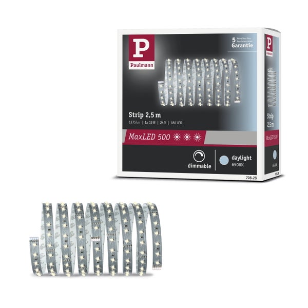 Paulmann LED-Streifen Silver Strip P150, 5 Meter Länge, Tageslichtweiß, Schutzart IP20, inklusive Verpackung und aufgewickelter Spule.