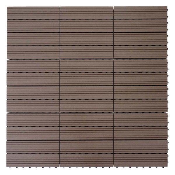 Terrassenfliesen aus Holz-Kunststoff-Verbundwerkstoff Klicksystem Braun geriffelte Oberfläche