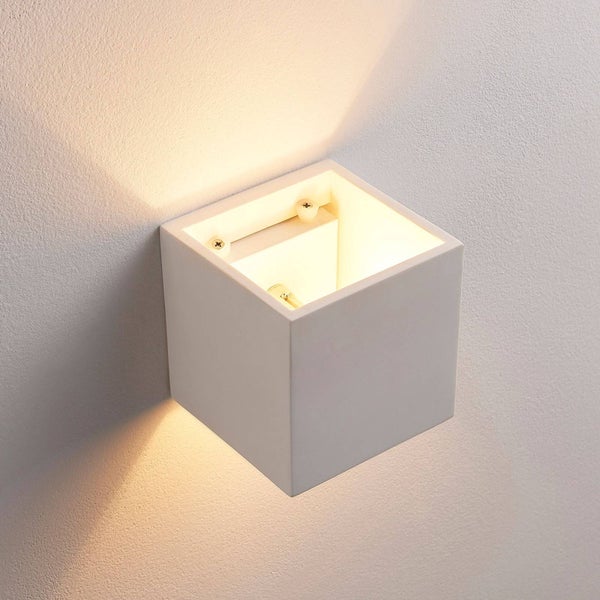 Lindby Gips Wandlampe weiß, bemalbar DIY Uplight and Downlight Wandleuchte innen 1x G9 ohne Leuchtmittel Gipslampe Gipsleuchte Wandbeleuchtung
