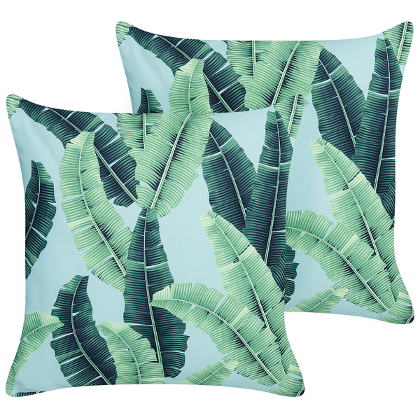 Gartenkissen 2er Set BOISSANO Pflanzenmuster 45 x 45 cm Grün