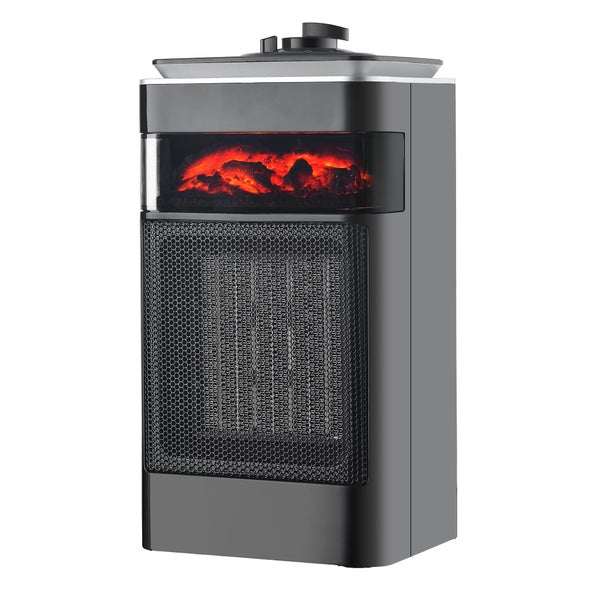 Elektroheizer mit Kaminglas und Gitter