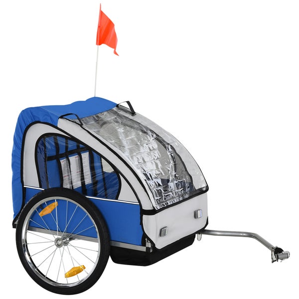 HOMCOM Kinderanhänger, 130L x 76B x 88H cm, Oxford-Gewebe, Stahl, Blau