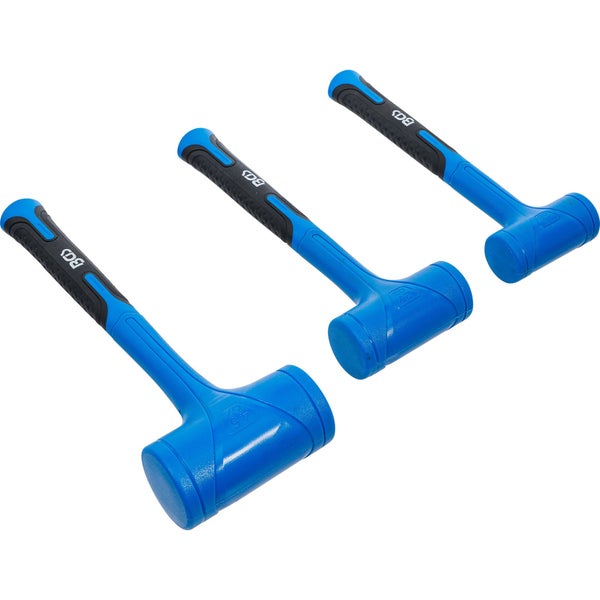 Drei blaue Schonhämmer mit Griff