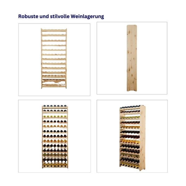 PROREGAL Weinregal Pinotwine C HxBxT 164 x 72,8 x 26,5 cm 91 Flaschen Massives Kiefernholz Natur Unbehandelt