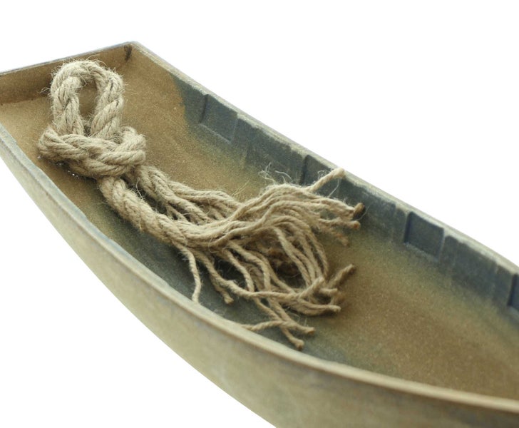 FRANK FLECHTWAREN | Boot Holzoptik, 42 x 12,5 x 7 cm, MDF, JUTE