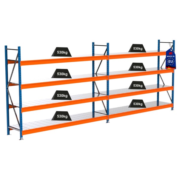 Lagerregal mit Regalböden und einer Traglast von 530 kg, Hergestellt in der EU Siegel