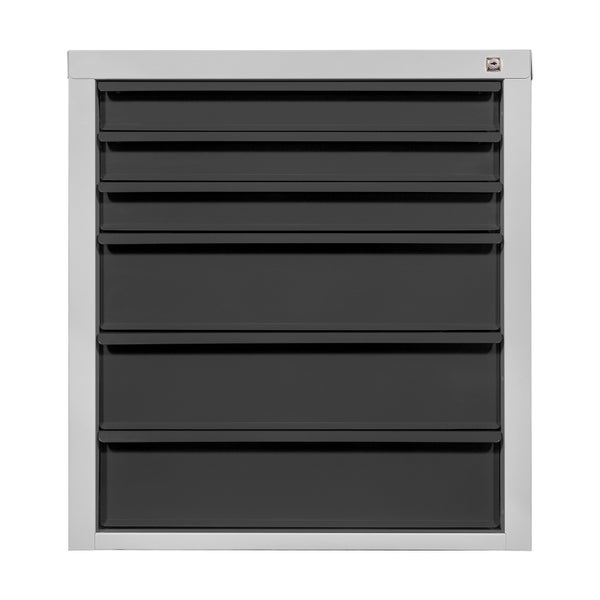 PROREGAL Schubladenschrank Kobra mit 6 Schubladen | HxBxT 75x70x43,5cm | Lichtgrau/Anthrazitgrau | Schubladenbox, Werkzeugschublade