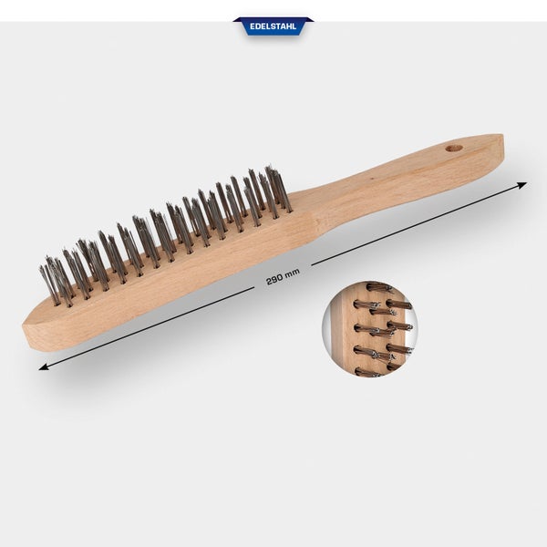 BRILLIANT TOOLS Edelstahl-Handdrahtbürste 3-reihig 290mm - BT706003