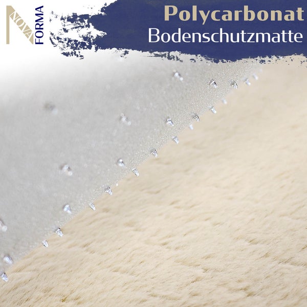 Nova Forma Polycarbonat Bodenschutzmatte mit Noppen zur Befestigung auf Teppichböden für optimalen Schutz.