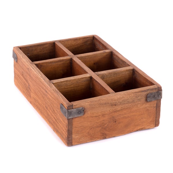 Stiftehalter-Box Largo Mahagoni Recyclingholz massiv, 6 Fächer naturfarben