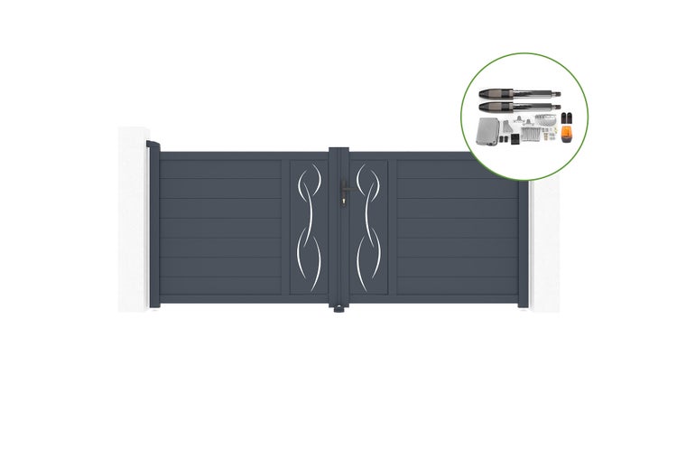 Flügeltor 3m LIFE H.120cm Aluminium + TANKER B700 Motorisierung