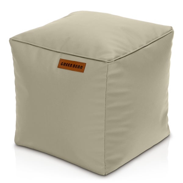 Würfelförmiger Sitzpouf mit Green Bean Logo