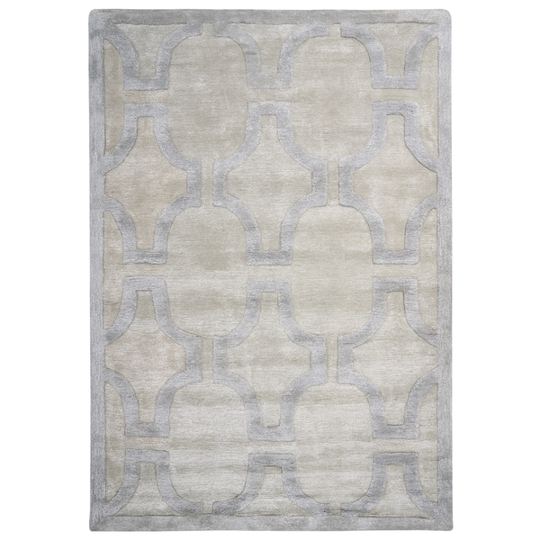 Teppich Viskose beige / grau 160 x 230 cm geometrisches Muster Kurzflor GWANI