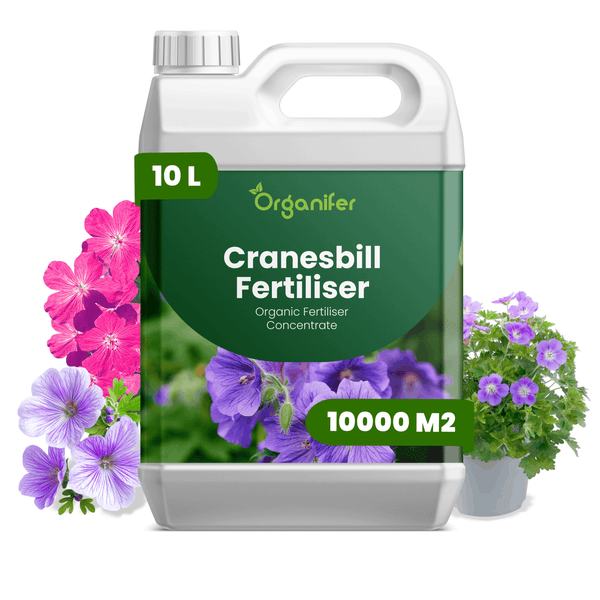 Organifer Storchschnabel-Dünger, organisches Düngerkonzentrat, 10 Liter Kanister für 10000 Quadratmeter.