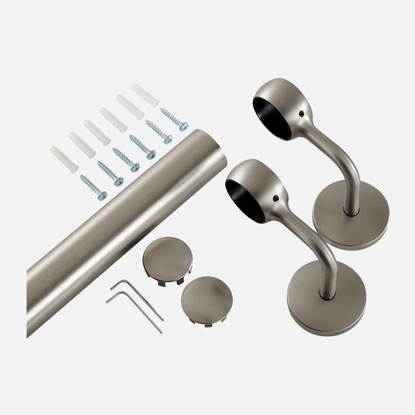 Wandhandlauf Set aus Stahl + Befestigungshalterungen - Gebürstete Endfertigung