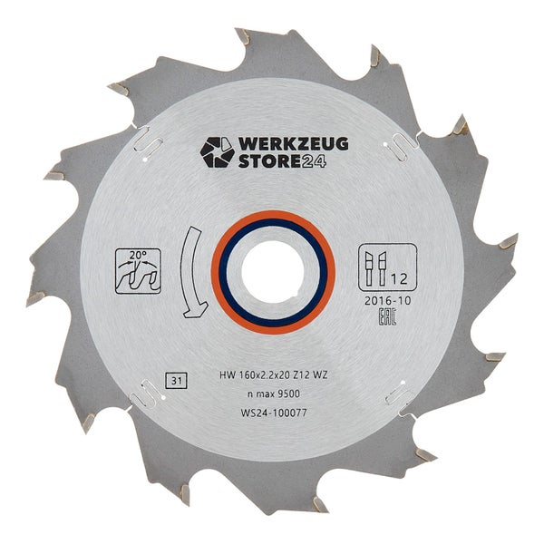 WS24 HM Kreissägeblatt Holz 160 x 2,2 x 20  WZ 12 - WS24-100077