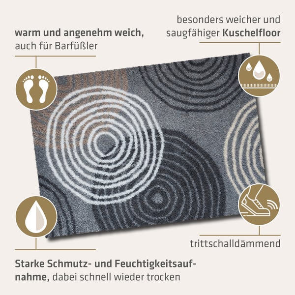 Akzente Feel Badematte mit Motiv in Grau Fußmatte 50 x 70 cm, rutschfest, saugfähig