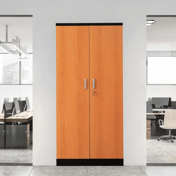 PROREGAL Aktenschrank Beetle 4 Fachböden HxBxT 195 x 92 x 42 cm Schwarz & Erle
