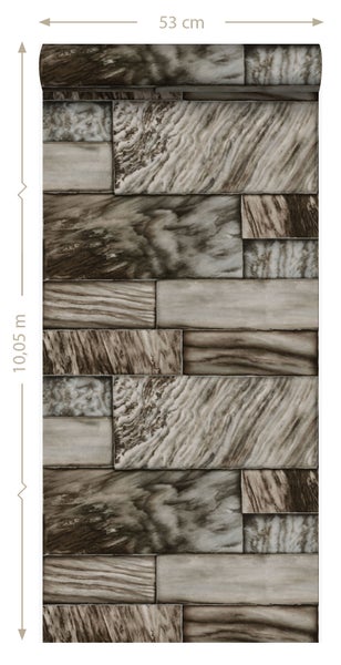 Tapete mit Steinmuster, 53 cm breit und 10,05 m lang