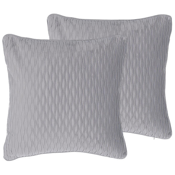 Dekokissen 2er Set MOTARI Samtstoff 45 x 45 cm Grau Geometrisches Muster